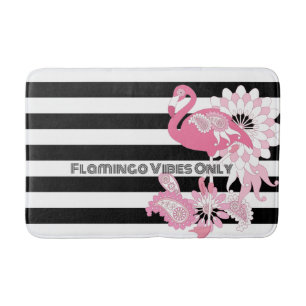 Alfombrilla De Baño Vibraciones de Flamenco Rosa Solo Rayas Negras y B