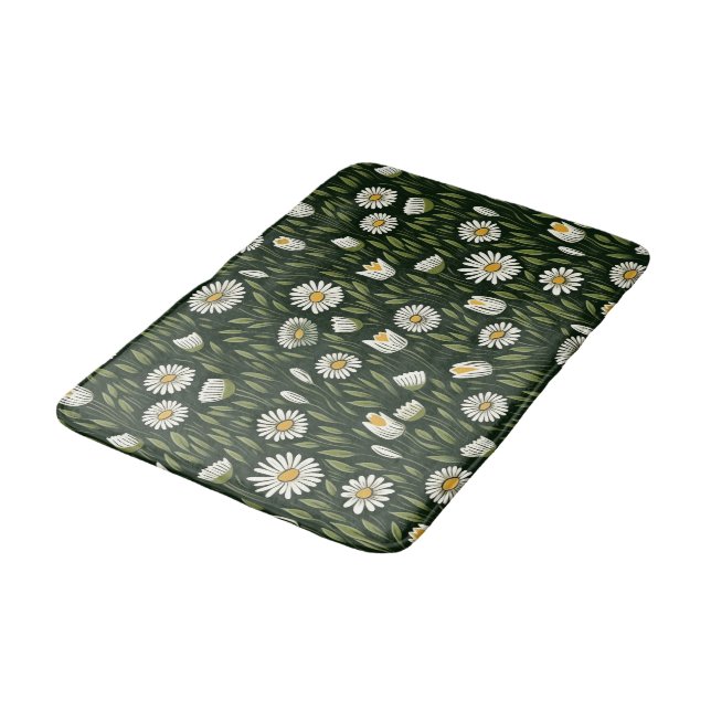 Alfombrilla De Baño Vibrant Daisy Pattern with Lush Green Accents (Angular)