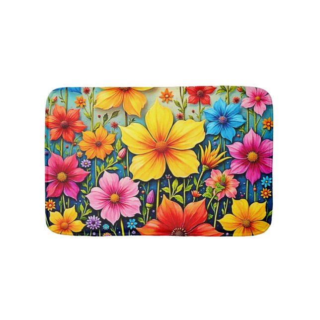Alfombrilla De Baño Vibrant Flowers: Garden of Joy Art (Anverso)