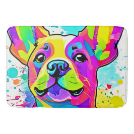 Alfombrilla De Baño Vibrante Bulldog Frenchie Arte Cachorro