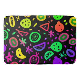 Alfombrilla De Baño Vibrante Neon Fruits Pattern Art