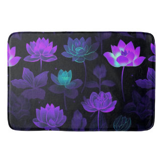 Alfombrilla De Baño Vibrante Neon Lotus Flower Pattern
