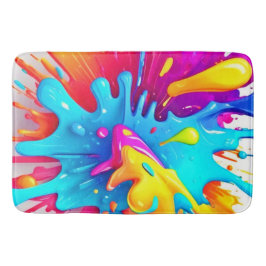 Alfombrilla De Baño Vibrante Neon Paint Splash Art