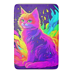 Alfombrilla De Baño Vibrante pintura de gato atrapado en llamas