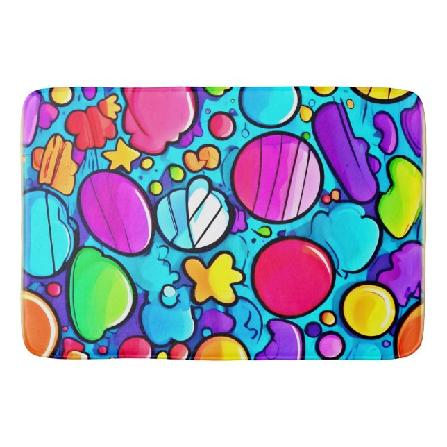 Alfombrilla De Baño Vibrante Resumen Candyland (Anverso)