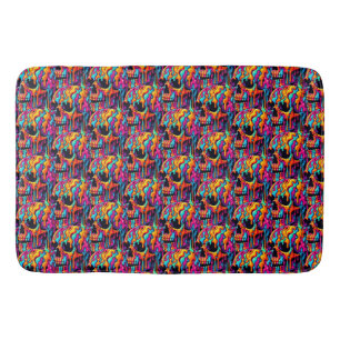 Alfombrilla De Baño Vibrante Skull Psicodélico