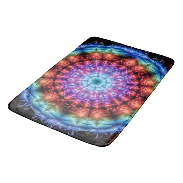 Alfombrilla De Baño Vibrante Tie Dye Kaleidoscope Arcoiris Mandala (Angular)