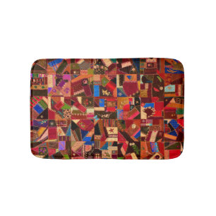 Alfombrilla De Baño Vibrante Vintage Crazy Quilt