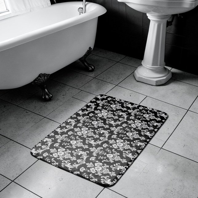 Alfombrilla De Baño Victorian Black and White Damask Pattern (Subido por el creador)