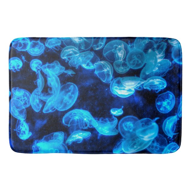 Alfombrilla De Baño Vida marina náutica Blue Jellyfish (Anverso)