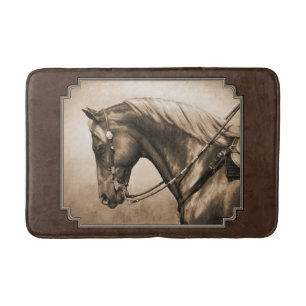 Alfombrilla De Baño Viejo Barrio Oeste Caballo Sepia Brown