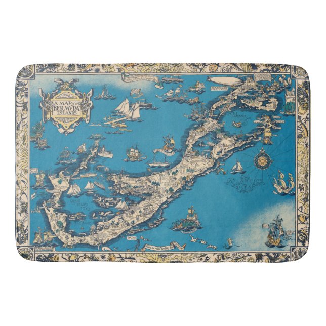 Alfombrilla De Baño Viejo mapa de las Bermudas (Anverso)