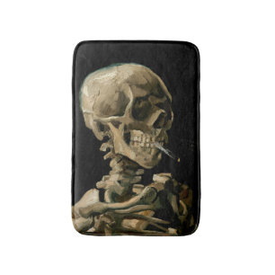 Alfombrilla De Baño Vincent van Gogh - Calavera con cigarrillo en llam
