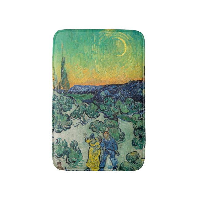 Alfombrilla De Baño Vincent van Gogh - Paisaje iluminado por luna con  (Frente vertical)