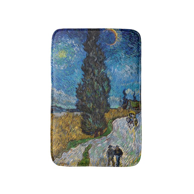 Alfombrilla De Baño Vincent van Gogh - Road with Cypress and Star (Frente vertical)