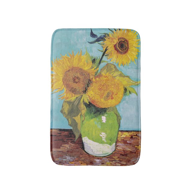 Alfombrilla De Baño Vincent Van Gogh - Tres girasoles en una caja (Frente vertical)