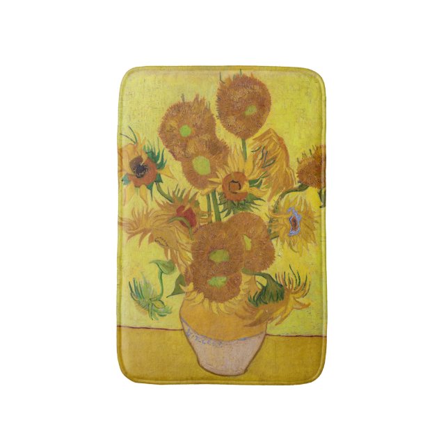 Alfombrilla De Baño Vincent van Gogh - Vase con quince girasoles (Frente vertical)