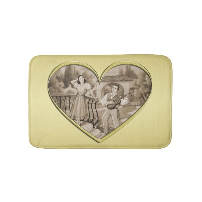 Alfombrilla De Baño Viñeta Romance, hombre y mujer, oro (Anverso)