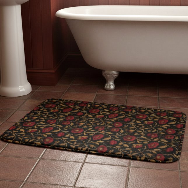 Alfombrilla De Baño Viñeta William Morris Red Gold Flor (Subido por el creador)