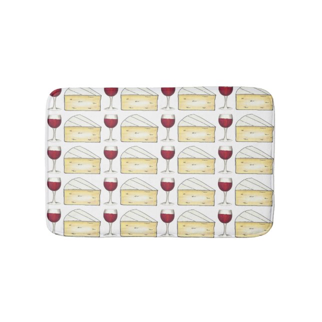 Alfombrilla De Baño Vino Enamorado Vino Rojo Vidrio Brie Queso Vino (Anverso)