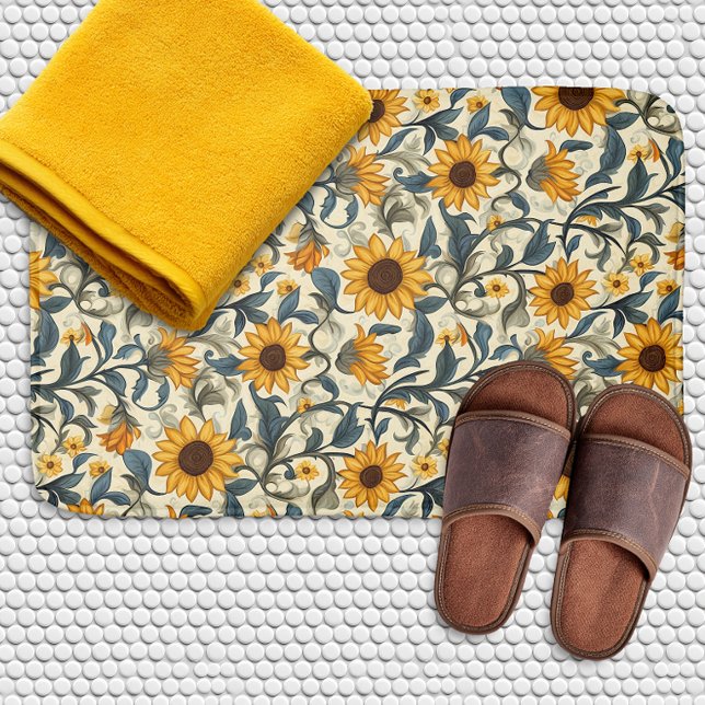 Alfombrilla De Baño Vintage Art Nouveau Sunflower Pattern (Subido por el creador)