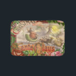 Alfombrilla De Baño Vintage Christmas Santa Claus Sleigh<br><div class="desc">Este Papá Noel vintage está saludando mientras está en su trineo siendo arrastrado por el paisaje invernal por su equipo de renos. Todas las imágenes son victorianas antiguas,  de libros antiguos y tarjetas de felicitación victorianas,  perfectas para los regalos de los Navidades a sus seres queridos.</div>
