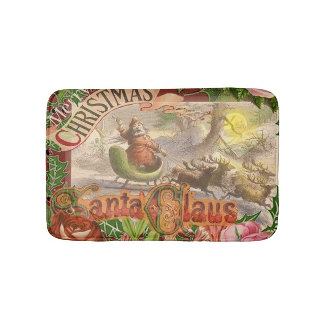 Alfombrilla De Baño Vintage Christmas Santa Claus Sleigh (Anverso)