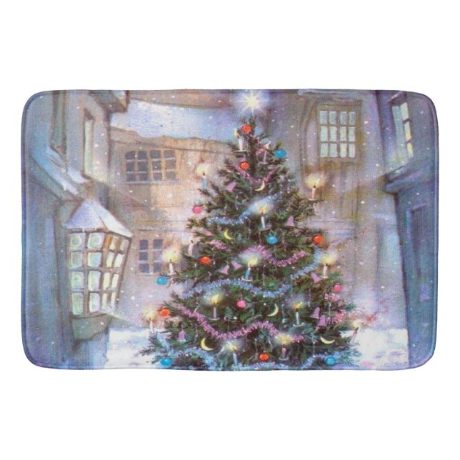 Alfombrilla De Baño Vintage de árbol de Navidad (Anverso)