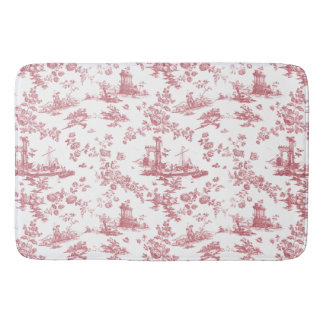 Alfombrilla De Baño Vintage English Floral Toile de Jouy-Pink