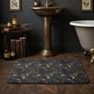 Alfombrilla De Baño Vintage Floral Oscuro Malhumorado William Morris