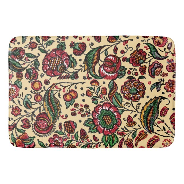Alfombrilla De Baño Vintage Indian Cotton Chintz Fabric (Anverso)