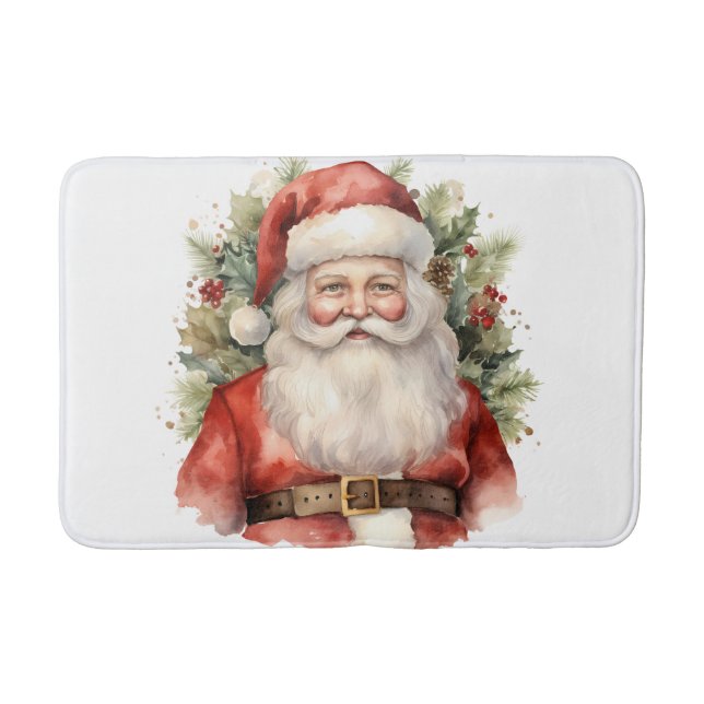 Alfombrilla De Baño Vintage Navidad Santa Claus Sonriendo (Anverso)