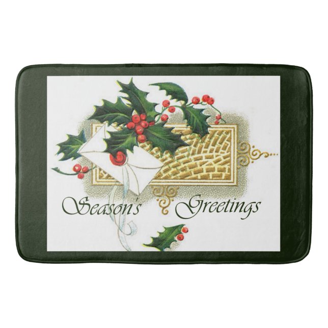 Alfombrilla De Baño Vintage Seasons Greetings Navidades (Anverso)
