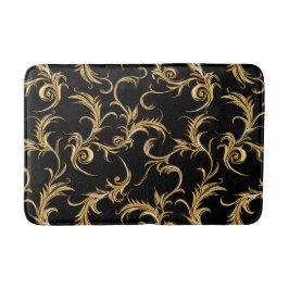 Alfombrilla De Baño Vintage trendy patrón dorado negro retro