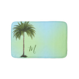 Alfombrilla De Baño Vintage Tropical Palm Tree Verde Elegante