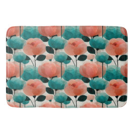 Alfombrilla De Baño Vintage Watercolor Pink and Green Floral
