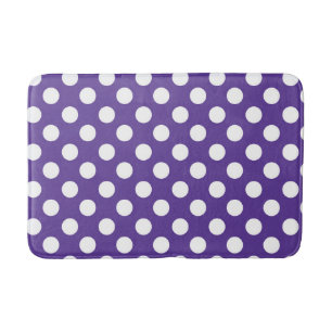 Alfombrilla De Baño Violeta Púrpura y Lunares Blancos