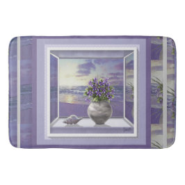 Alfombrilla De Baño violetas en tarro lunar