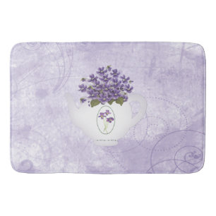 Alfombrilla De Baño Violetas En Tetera