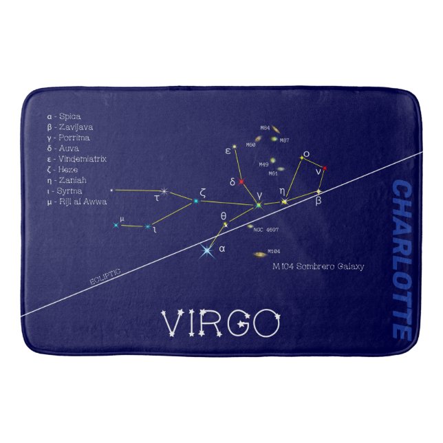 Alfombrilla De Baño Virgo de Constelación Zodiac (Anverso)