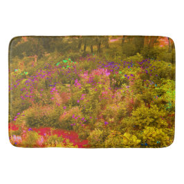 Alfombrilla De Baño Vista de flores de jardín panorámico dorado fresco