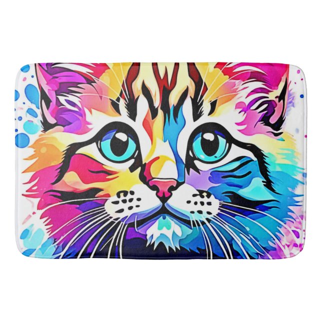 Alfombrilla De Baño Vivid Kitty Vibes Design (Anverso)