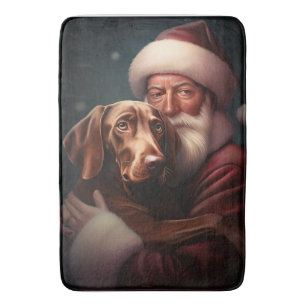 Alfombrilla De Baño Vizsla con Navidades festivos de Santa Claus