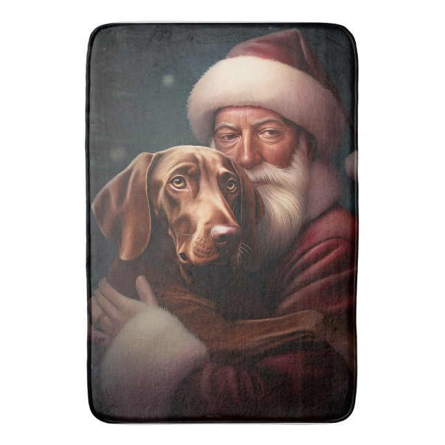 Alfombrilla De Baño Vizsla con Navidades festivos de Santa Claus (Frente vertical)