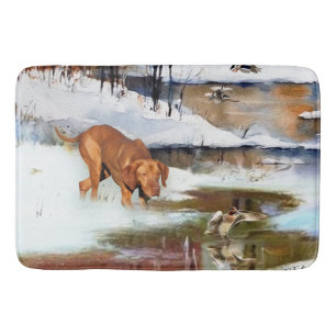 Alfombrilla De Baño Vizsla húngara, patos de caza en invierno