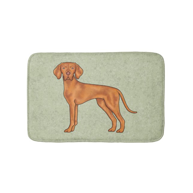 Alfombrilla De Baño Vizsla Húngara Perro puntero lindo verde (Anverso)