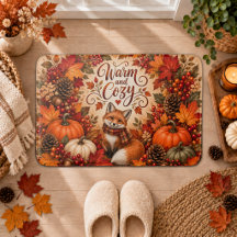Warm and Cozy Fox Pumpkins Fall Illustration