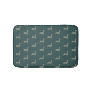 Alfombrilla De Baño Warm Gold Gradient Paw Print Dog Silhouette Fabric