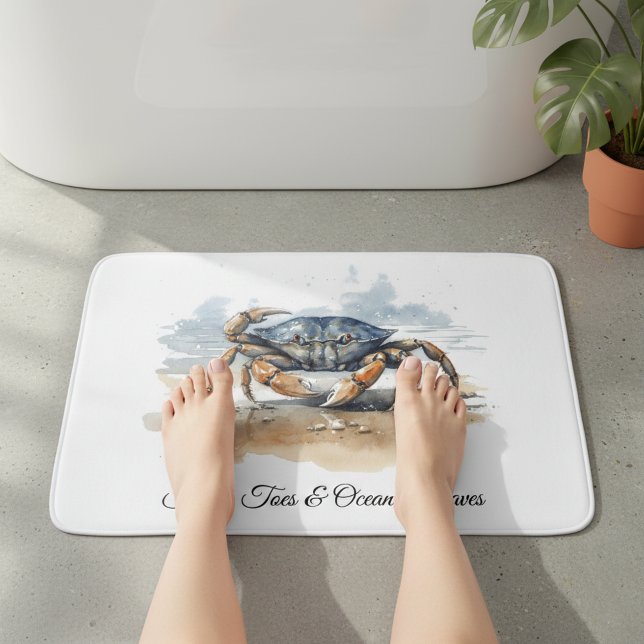 Alfombrilla De Baño Watercolor Beach Crab, custom (Subido por el creador)