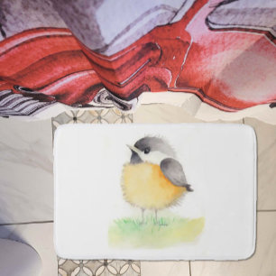 Alfombrilla De Baño Watercolor Chickadee